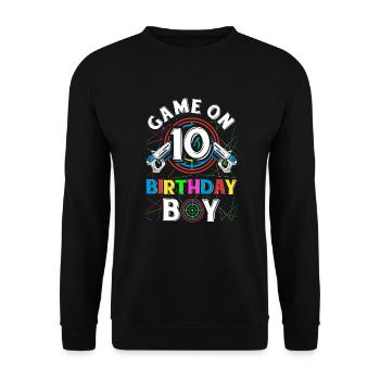 Lasertag Game On 10 Birthday Boy Indoor Laser Tag - Unisex Sweatshirt - black - Front - Alina (178cm) & Michal (187cm)