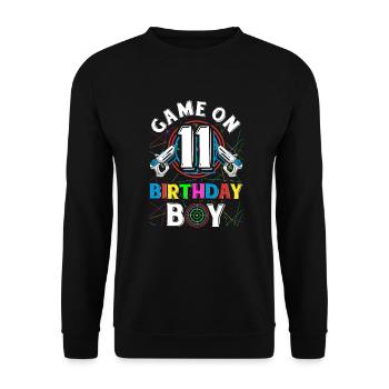Lasertag Game On 11 Birthday Boy Indoor Laser Tag - Unisex Sweatshirt - black - Front - Alina (178cm) & Michal (187cm)