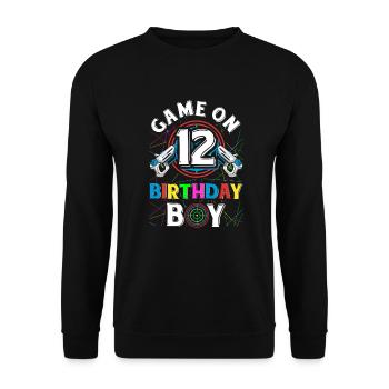 Lasertag Game On 12 Birthday Boy Indoor Laser Tag - Unisex Pullover - Schwarz - Vorne - Alina (178cm) & Michal (187cm)