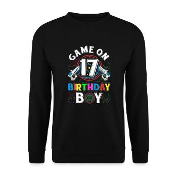 Lasertag Game On 17 Birthday Boy Indoor Laser Tag - Unisex Sweatshirt - black - Front - Alina (178cm) & Michal (187cm)