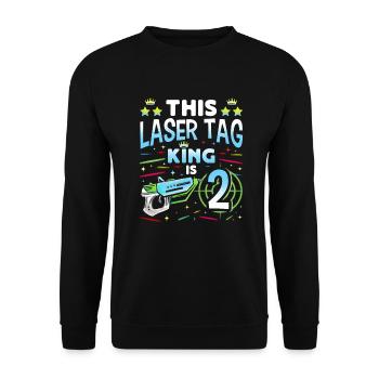 Lasertag King Is 2 Birthday Boy Indoor Laser Tag - Unisex Sweatshirt - black - Front - Alina (178cm) & Michal (187cm)