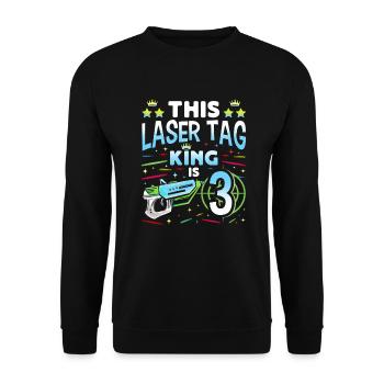 Lasertag King Is 3 Birthday Boy Indoor Laser Tag - Unisex Sweatshirt - black - Front - Alina (178cm) & Michal (187cm)