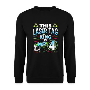 Lasertag King Is 4 Birthday Boy Indoor Laser Tag - Unisex Sweatshirt - black - Front - Alina (178cm) & Michal (187cm)