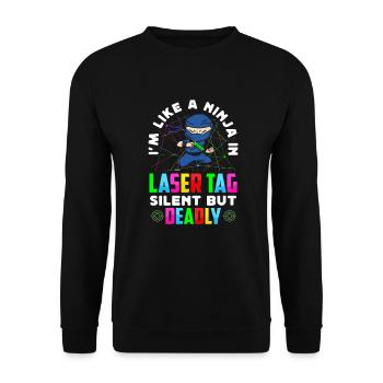 Laser Tag Ninja Silent But Deadly Lasertag Set - Unisex Sweatshirt - black - Front - Alina (178cm) & Michal (187cm)