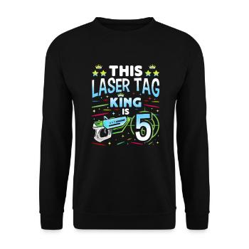 Lasertag King Is 5 Birthday Boy Indoor Laser Tag - Unisex Sweatshirt - black - Front - Alina (178cm) & Michal (187cm)
