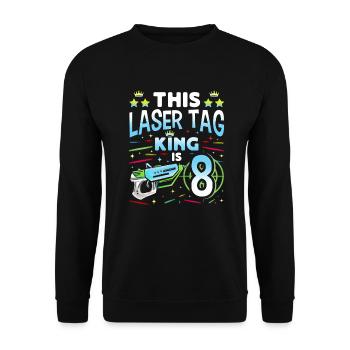Lasertag King Is 8 Birthday Boy Indoor Laser Tag - Unisex Pullover - Schwarz - Vorne - Alina (178cm) & Michal (187cm)