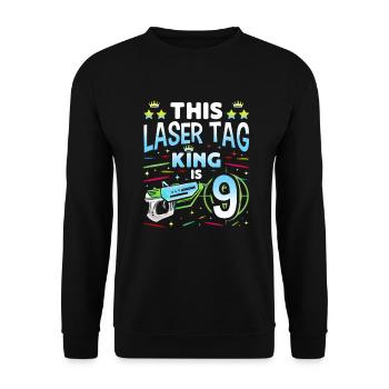 Lasertag King Is 9 Birthday Boy Indoor Laser Tag - Unisex Pullover - Schwarz - Vorne - Alina (178cm) & Michal (187cm)