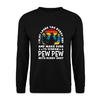 Laser Tag Every Day Pew Pew Chicken Lasergame - Unisex Sweatshirt - black - Front - Alina (178cm) & Michal (187cm)