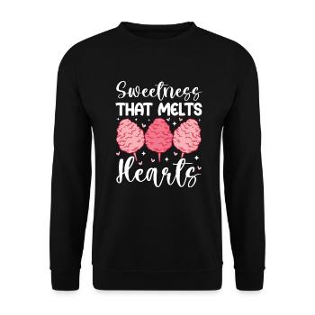 Cotton candy Candy for the heart Snacking sugar - Unisex Sweatshirt - black - Front - Alina (178cm) & Michal (187cm)