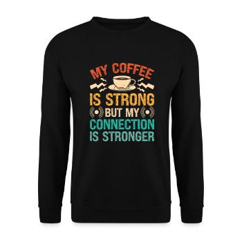Radio Moderator Kaffee Verbindung Radioshow - Unisex Pullover - Schwarz - Vorne - Alina (178cm) & Michal (187cm)