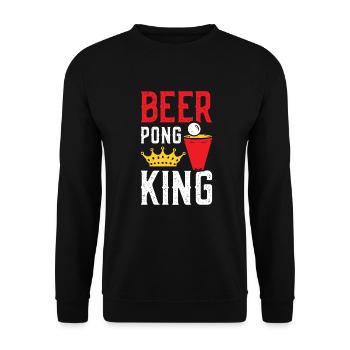 Beer Pong King - Unisex Pullover - Schwarz - Vorne - Alina (178cm) & Michal (187cm)