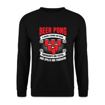 Beer Pong Amitié Beer Pong Équipe Beer Party - Sweat-shirt Unisexe - noir - Devant - Alina (178cm) & Michal (187cm)