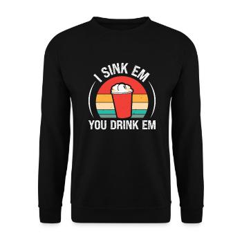 Vintage Beer Pong Retro bière Boire Cadeau - Sweat-shirt Unisexe - noir - Devant - Alina (178cm) & Michal (187cm)