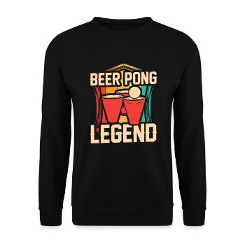 Beer Pong Legend - Retro Bierpong Trinkspiel - Unisex Pullover - Schwarz - Vorne - Alina (178cm) & Michal (187cm)