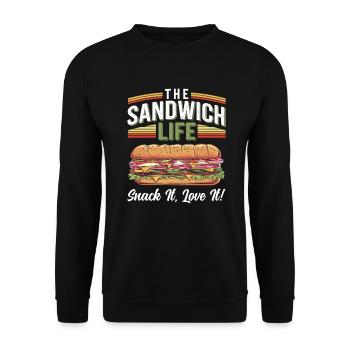Sandwich Life Snack It Love It - Unisex Sweatshirt - black - Front - Alina (178cm) & Michal (187cm)