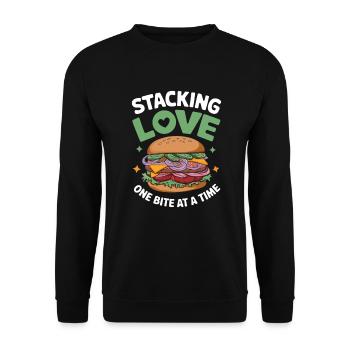 Sandwich Saying - Stacking Love One Bite At A Time - Unisex Sweatshirt - black - Front - Alina (178cm) & Michal (187cm)