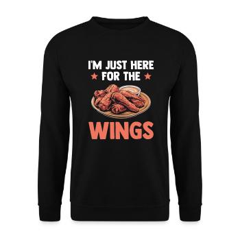Chicken Wings Lustig - I'm Just Here For The Wings - Unisex Pullover - Schwarz - Vorne - Alina (178cm) & Michal (187cm)