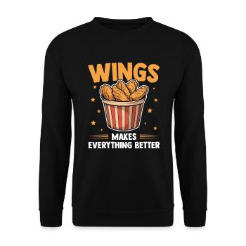 Chicken Wings Lustig Frittiertes Hühnchen Geschenk - Unisex Pullover - Schwarz - Vorne - Alina (178cm) & Michal (187cm)