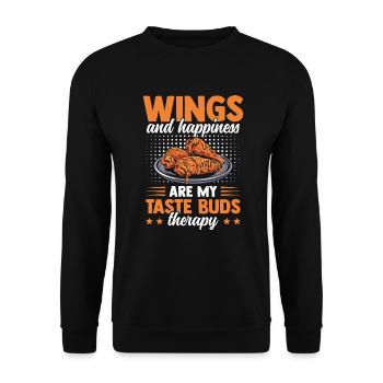 Chicken Wings Taste Buds Therapy Saucy Hühnchen - Unisex Sweatshirt - black - Front - Alina (178cm) & Michal (187cm)
