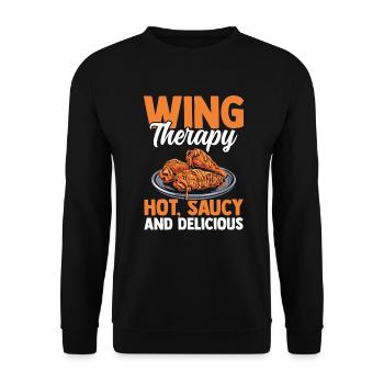 Hot Wings Chicken Spicy Hühnerflügel Junk Food - Unisex Sweatshirt - black - Front - Alina (178cm) & Michal (187cm)