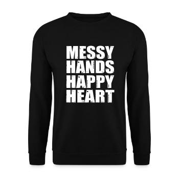Messy Hands Happy Heart Chicken Wings Gift - Unisex Sweatshirt - black - Front - Alina (178cm) & Michal (187cm)