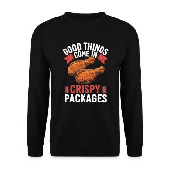 Chicken Wings Good Things Come In Crispy Packages - Unisex Pullover - Schwarz - Vorne - Alina (178cm) & Michal (187cm)