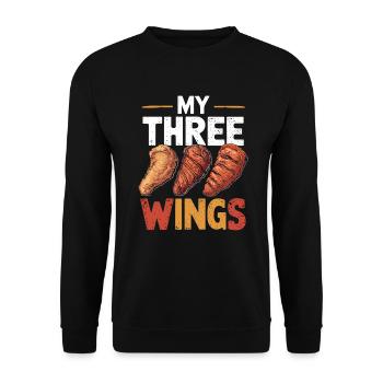 My Three Wings Hühnerflügel Gegrillt Frittiert - Unisex Pullover - Schwarz - Vorne - Alina (178cm) & Michal (187cm)
