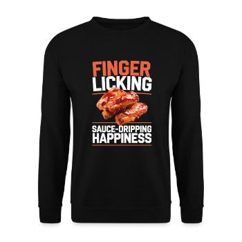 Chicken Wings Fast Food Liebhaber Geschenk - Unisex Pullover - Schwarz - Vorne - Alina (178cm) & Michal (187cm)