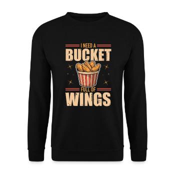 Hühnerflügel - Seau de poulet plein d’ailes - Sweat-shirt Unisexe - noir - Devant - Alina (178cm) & Michal (187cm)