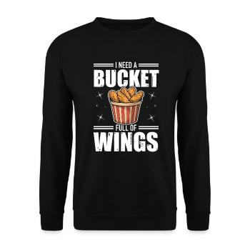 Chicken Wings Bucket Fast Food Hühnerbude - Unisex Pullover - Schwarz - Vorne - Alina (178cm) & Michal (187cm)