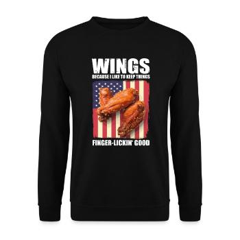 Ailes de poulet drapeau des États-Unis - léchage de doigt bon - Sweat-shirt Unisexe - noir - Devant - Alina (178cm) & Michal (187cm)