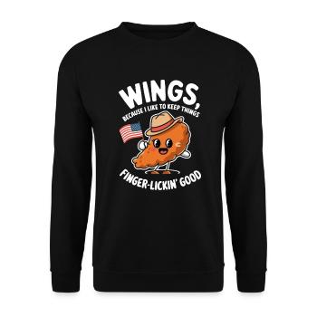 Chicken Wings USA Flag - Wings Finger Lickin Good - Unisex Sweatshirt - black - Front - Alina (178cm) & Michal (187cm)