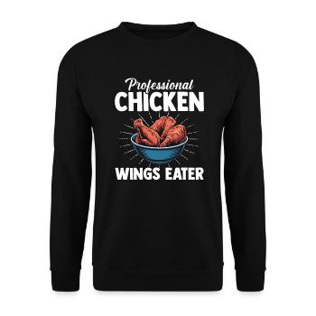 Mangeur professionnel d’ailes de poulet Hühnerflügel - Sweat-shirt Unisexe - noir - Devant - Alina (178cm) & Michal (187cm)
