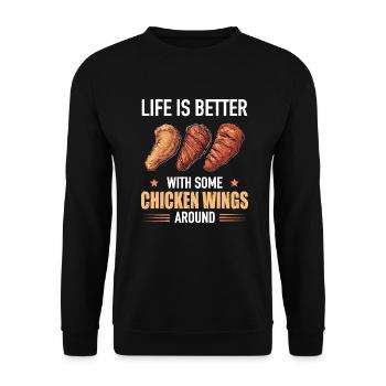 Life Is Better With Some Chicken Wings Around - Unisex Sweatshirt - black - Front - Alina (178cm) & Michal (187cm)