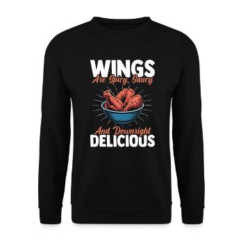 Wings Spicy Saucy Delicious Hot Chicken Wings - Unisex Sweatshirt - black - Front - Alina (178cm) & Michal (187cm)