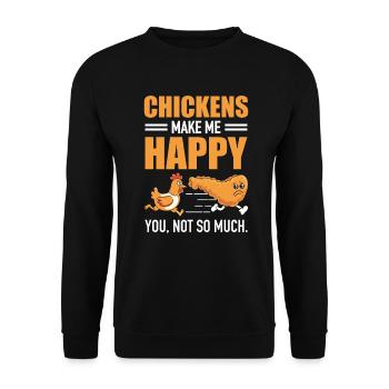 Chicken Wings Make Me Happy Fast Food Liebhaber - Unisex Pullover - Schwarz - Vorne - Alina (178cm) & Michal (187cm)