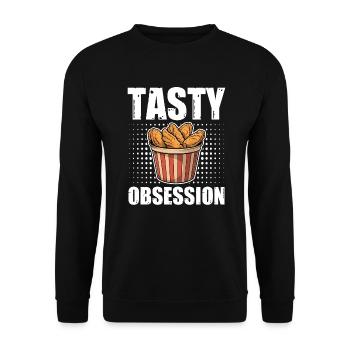 Ailes de poulet chaudes et épicées Tasty Obession - Sweat-shirt Unisexe - noir - Devant - Alina (178cm) & Michal (187cm)