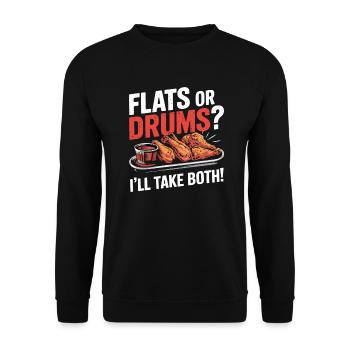 Ailes Buffalo BBQ Ailes Appartements Ou Tambours Prenez Les Deux - Sweat-shirt Unisexe - noir - Devant - Alina (178cm) & Michal (187cm)