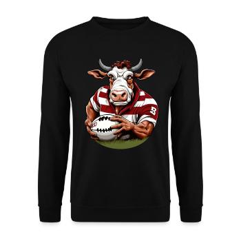 Rugby Player Cow - Unisex Sweatshirt - black - Front - Alina (178cm) & Michal (187cm)