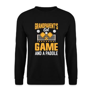 Pickleball Parents Paddleball Grandma Grandpa Paddle - Unisex Sweatshirt - black - Front - Alina (178cm) & Michal (187cm)