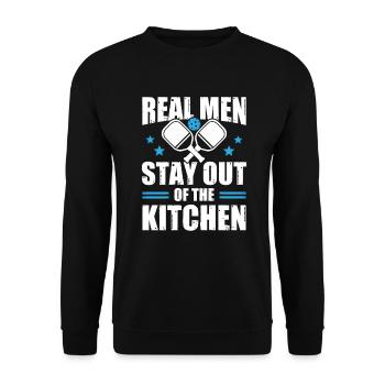 Les vrais hommes restent en dehors de la cuisine Pickleball Männer - Sweat-shirt Unisexe - noir - Devant - Alina (178cm) & Michal (187cm)