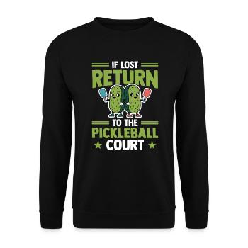 Pickleball Lustig Kawaii Gurken Paddleball Design - Unisex Pullover - Schwarz - Vorne - Alina (178cm) & Michal (187cm)