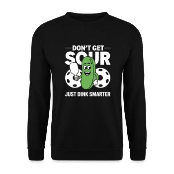 Lustiger Pickleball Spruch: Sour Just Dink Smarter - Unisex Pullover - Schwarz - Vorne - Alina (178cm) & Michal (187cm)