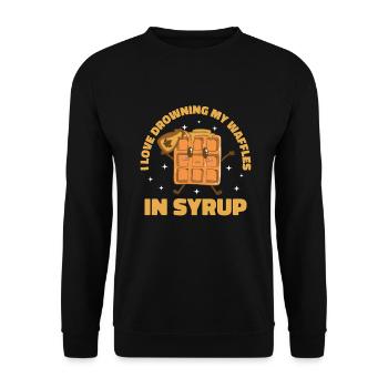 Waffle & Waffle Chef Design Drowning Waffles - Unisex Sweatshirt - black - Front - Alina (178cm) & Michal (187cm)