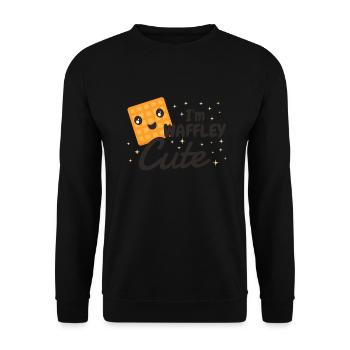 Süßes Waffle Design I'm Waffley Cute - Unisex Sweatshirt - black - Front - Alina (178cm) & Michal (187cm)