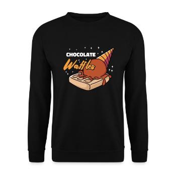Schokoladenwaffeln Sirup Frühstückswaffeln - Unisex Pullover - Schwarz - Vorne - Alina (178cm) & Michal (187cm)