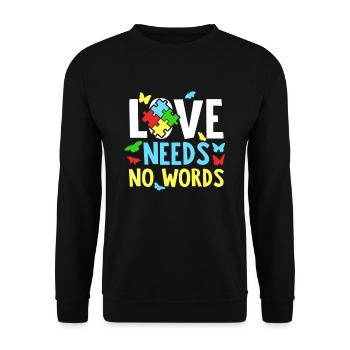 Autismus Puzzle - Liebe Braucht Keine Wörter - Unisex Pullover - Schwarz - Vorne - Alina (178cm) & Michal (187cm)
