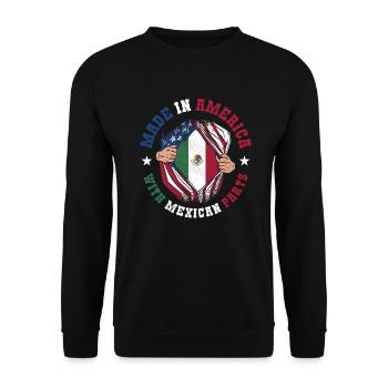 Made In America With Mexican Parts - Unisex Sweatshirt - black - Front - Alina (178cm) & Michal (187cm)