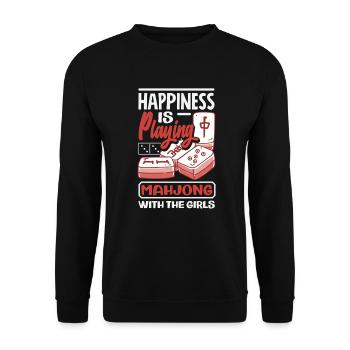 Le bonheur, c’est de jouer au mahjong avec les filles - Sweat-shirt Unisexe - noir - Devant - Alina (178cm) & Michal (187cm)