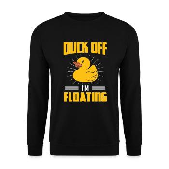 Gelbe Gummiente Duck Off I'm Floating - Unisex Pullover - Schwarz - Vorne - Alina (178cm) & Michal (187cm)